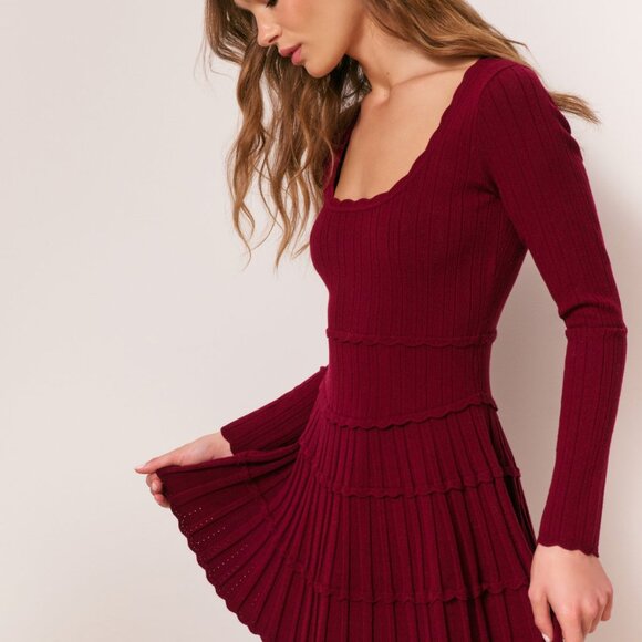 LoveShackFancy | Lavender Stretch Pointelle Mini Dress |Spiced Berry|XS|S|M|NWT - Picture 3 of 10